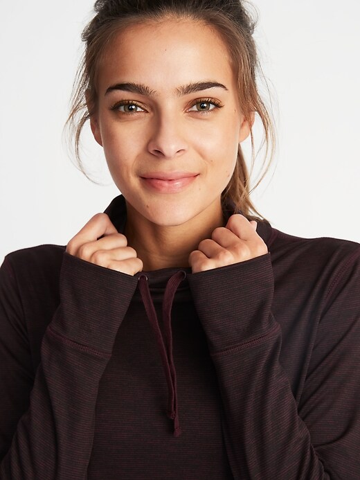 Image number 4 showing, Micro-Stripe Funnel-Neck Performance Pullover for Women