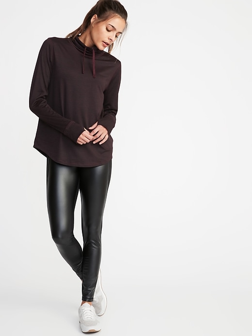Image number 3 showing, Micro-Stripe Funnel-Neck Performance Pullover for Women