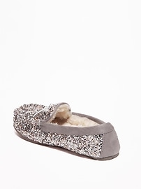 View large product image 3 of 3. Glitter Sherpa-Lined Moccasin Slippers for Girls