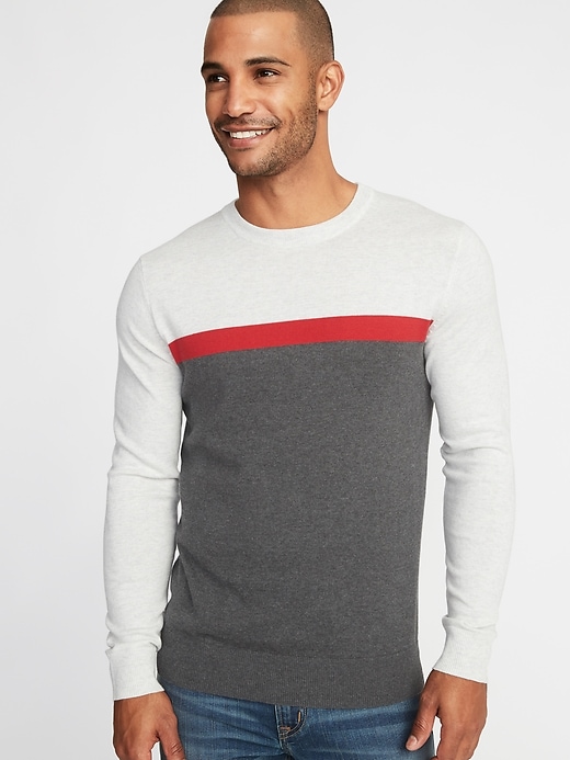 View large product image 1 of 1. Color-Blocked Crew-Neck Sweater