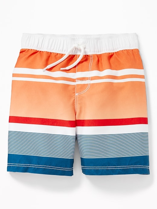 View large product image 1 of 1. Multi-Color Striped Swim Trunks for Toddler Boys