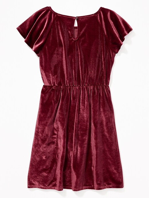 View large product image 2 of 3. Velvet Waist-Defined Flutter-Sleeve Dress for Girls