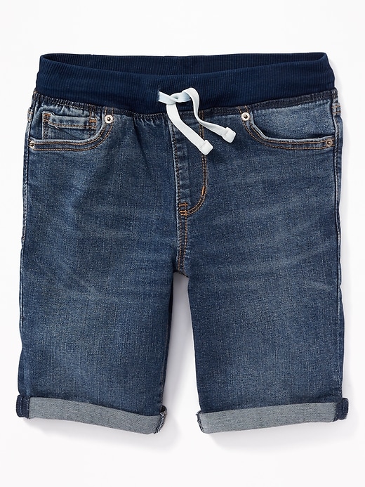 View large product image 1 of 1. Karate Rib-Knit Waist Jean Shorts For Boys
