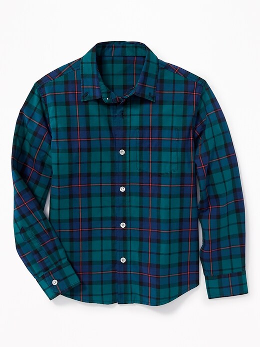 View large product image 1 of 1. Plaid Built-In Flex Classic Shirt For Boys