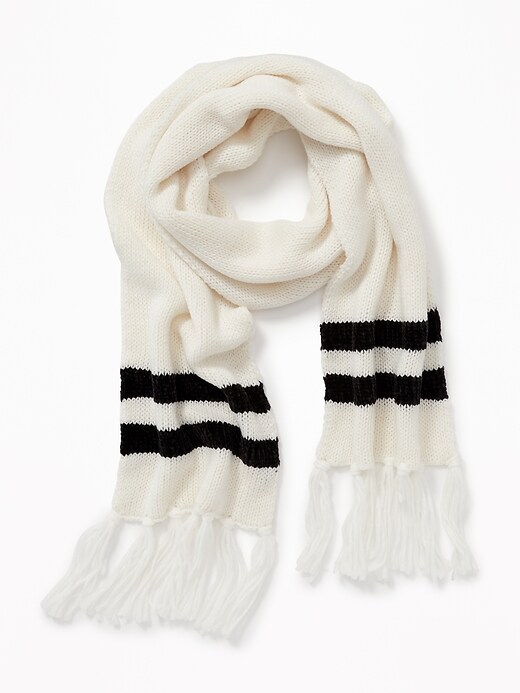 View large product image 2 of 2. Jacquard Sweater-Knit Fringe Scarf for Women