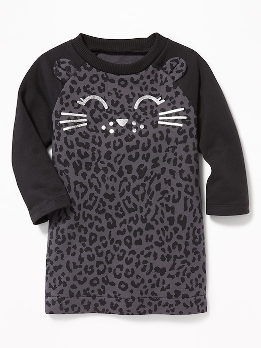 View large product image 1 of 2. Kitty-Graphic Raglan Sweatshirt Dress for Baby