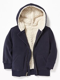 View large product image 4 of 4. Sherpa-Lined Micro Performance Fleece Zip Hoodie for Toddler Boys