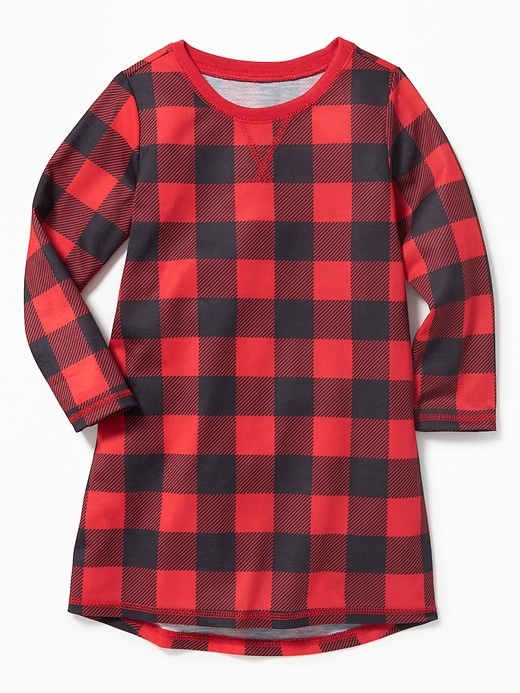 View large product image 1 of 1. Buffalo Plaid Sleep Dress For Toddler Girls