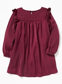 View large product image 3 of 3. Satin Ruffle-Trim Babydoll Dress for Toddler Girls
