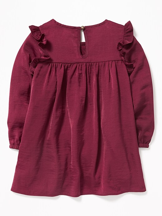 View large product image 2 of 3. Satin Ruffle-Trim Babydoll Dress for Toddler Girls