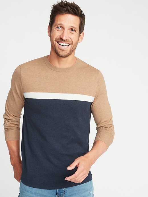 Image number 1 showing, Color-Blocked Crew-Neck Sweater