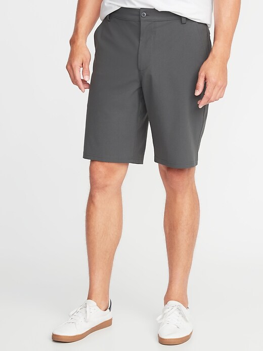 View large product image 1 of 1. Slim Go-Dry Performance Khaki Shorts - 10 inch inseam