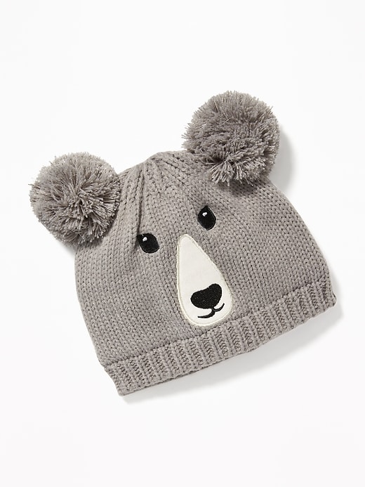 View large product image 1 of 1. Critter-Graphic Double Pom-Pom Beanie for Girls