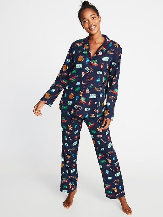 View large product image 1 of 1. Patterned Flannel Pajama Set for Women