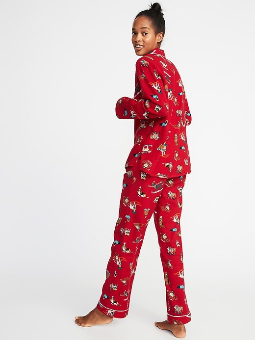 Image number 2 showing, Patterned Flannel Pajama Set for Women