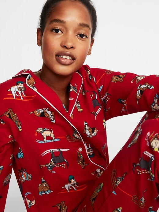 Image number 4 showing, Patterned Flannel Pajama Set for Women