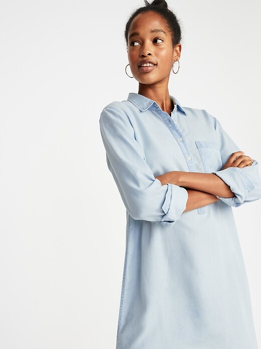 Image number 3 showing, Tencel&#174 Chambray Shirt Dress for Women