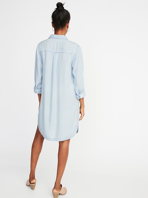 Image number 2 showing, Tencel&#174 Chambray Shirt Dress for Women