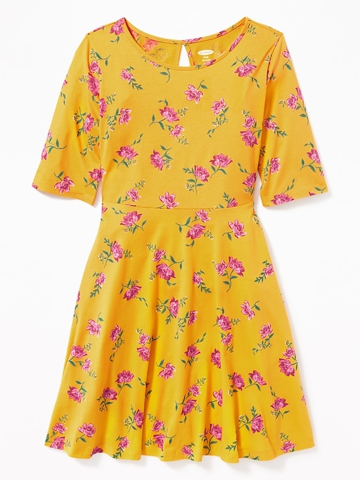 View large product image 1 of 1. Patterned Jersey Fit & Flare Dress for Girls