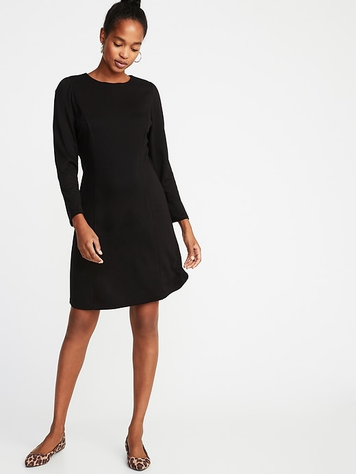 Image number 1 showing, Ponte-Knit Shirred-Sleeve Sheath Dress for Women