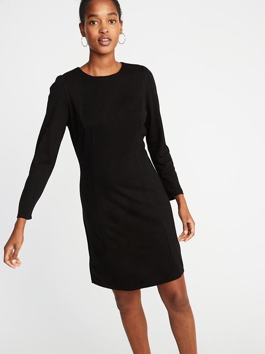 Image number 4 showing, Ponte-Knit Shirred-Sleeve Sheath Dress for Women