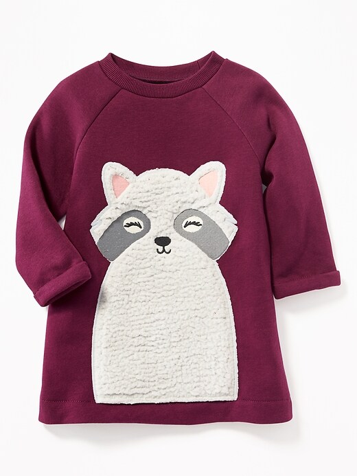 View large product image 1 of 2. Raccoon-Critter Sweatshirt Dress for Baby