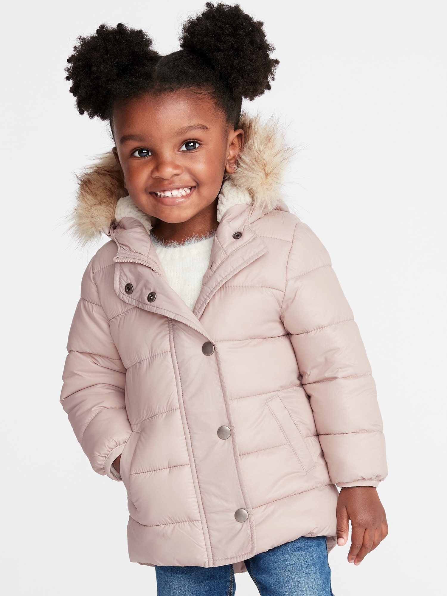 Hooded Frost-Free Long Jacket for Toddler Girls | Old Navy