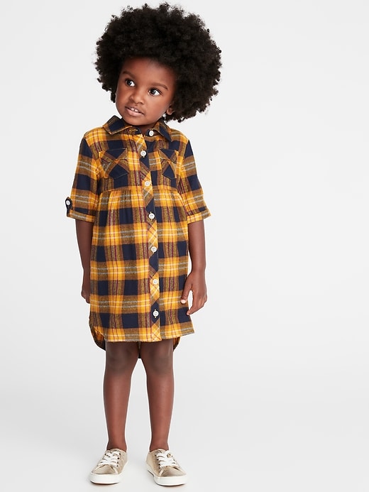 View large product image 1 of 1. Plaid Flannel Shirt Dress for Toddler Girls