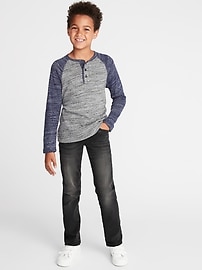 View large product image 3 of 3. Color-Block Raglan-Sleeve Henley For Boys