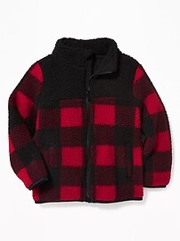 View large product image 4 of 4. Mock-Neck Sherpa Zip Jacket for Toddler Boys