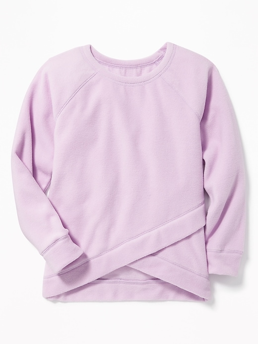 View large product image 1 of 1. Micro Performance Fleece Cross-Hem Top for Girls