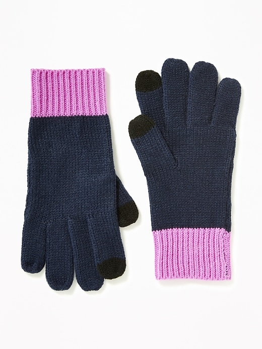 View large product image 1 of 1. Color-Blocked Text-Friendly Gloves For Girls