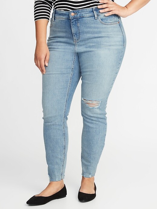 Image number 1 showing, High-Rise Secret-Slim Pockets Plus-Size Rockstar Super Skinny Jeans