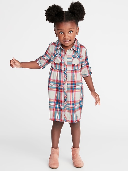 View large product image 1 of 3. Plaid Flannel Shirt Dress for Toddler Girls