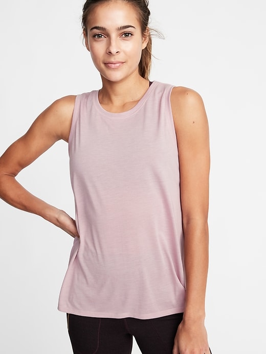 View large product image 1 of 1. Stripe-Mesh Tie-Back Tank for Women