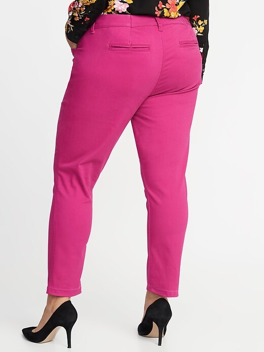Image number 2 showing, Mid-Rise Secret-Slim Pockets Plus-Size Sateen Pixie Chinos