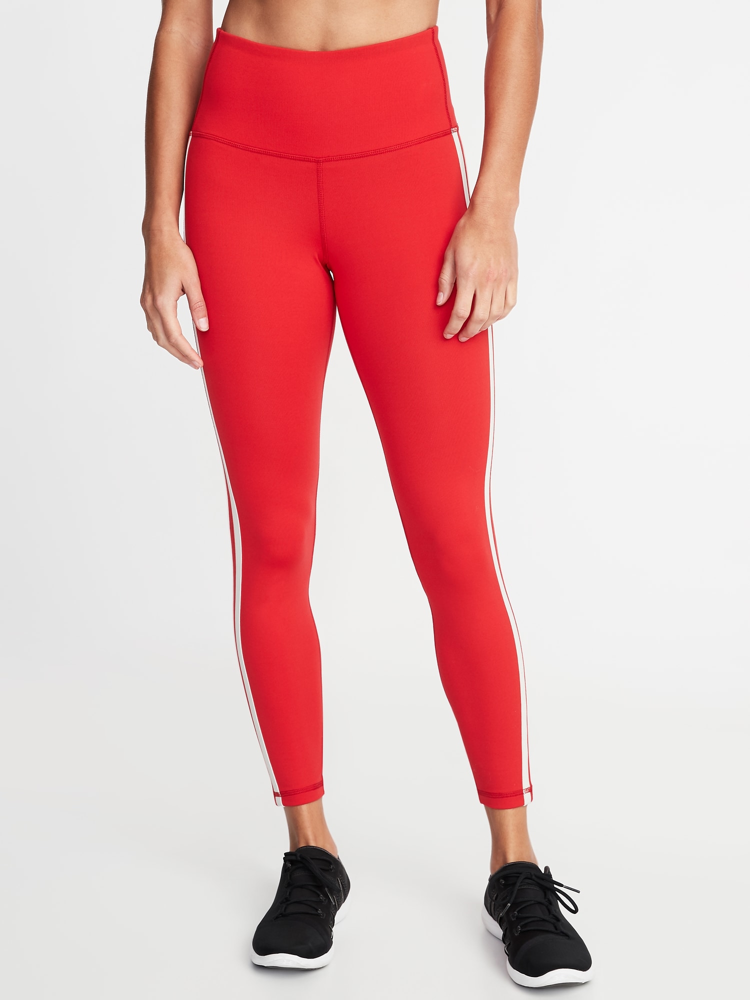 Gap Fit Black Leggings Capri Pants Womens Sz XL Side Brand Name Stripe