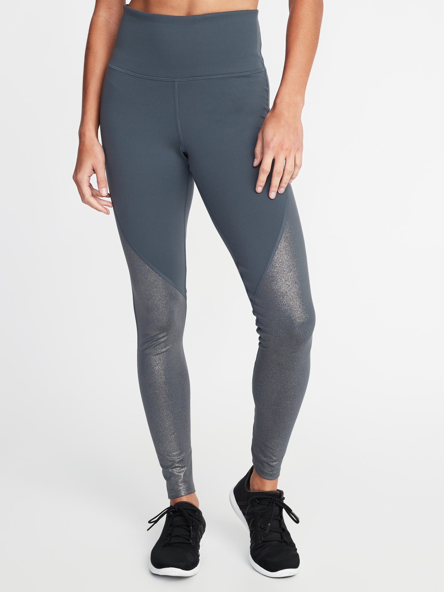 Old Navy Go-Dry Gray Metallic Shimmery Active Athleisure Workout