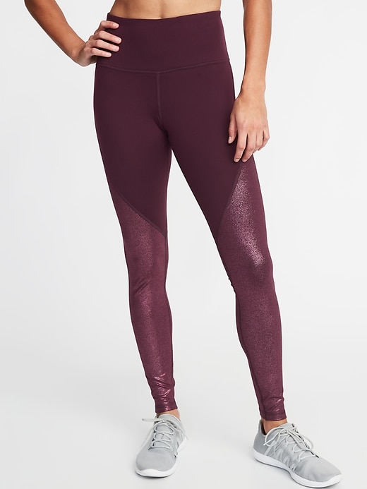 View large product image 1 of 1. High-Rise Shimmer Elevate Compression Full-Length Leggings for Women
