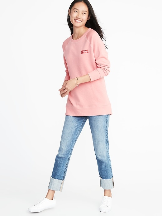 Image number 3 showing, French-Terry Boyfriend Tunic Sweatshirt for Women
