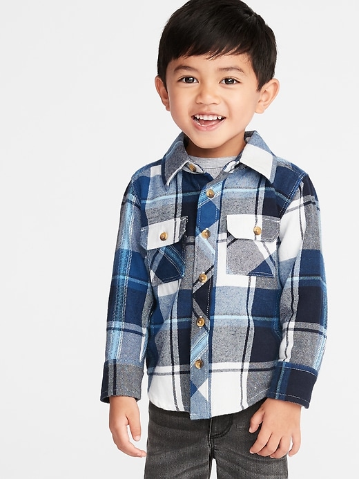 View large product image 1 of 4. Plaid Flannel Utility Shirt for Toddler Boys