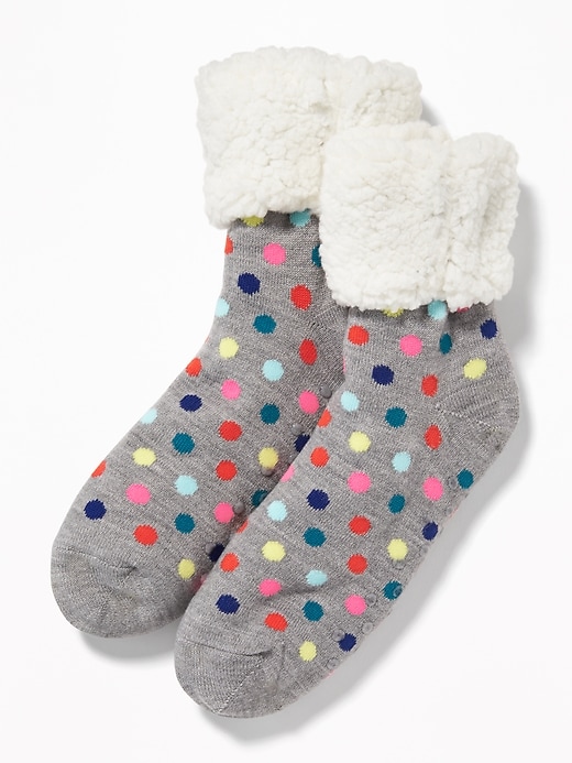 View large product image 1 of 1. Patterned Sherpa Slipper Socks for Women
