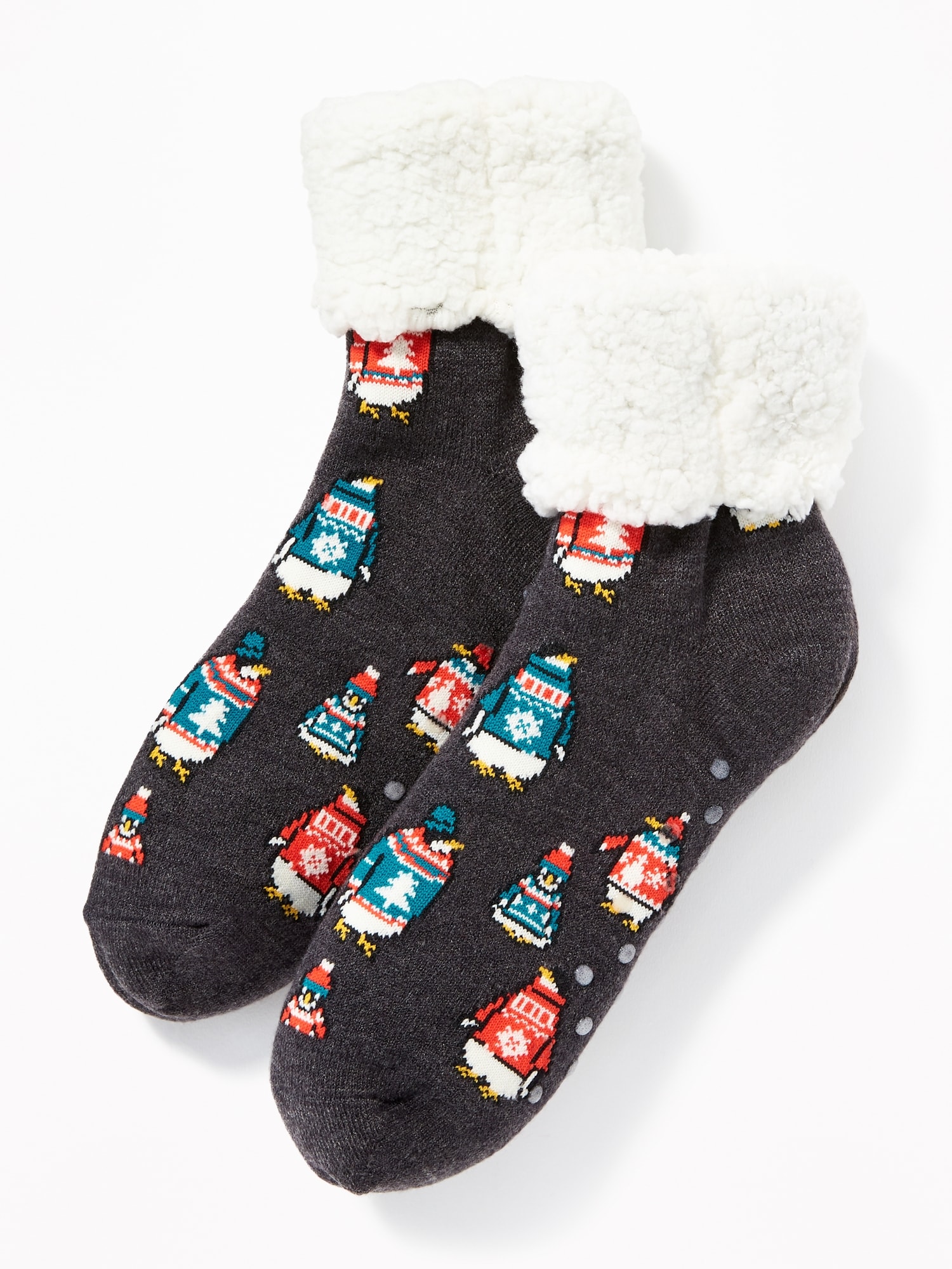 Patterned Sherpa Slipper Socks for Women