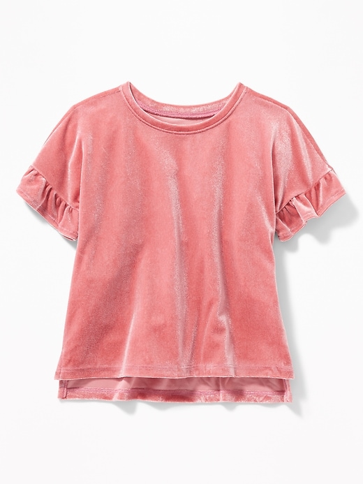 View large product image 1 of 1. Ruffle-Sleeve Velvet Top for Toddler Girls