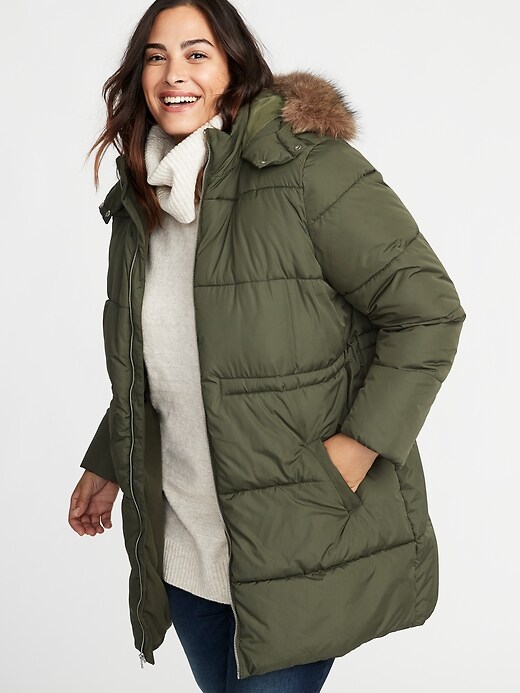 View large product image 1 of 1. Plus-Size Hooded Frost-Free Long-Line Jacket