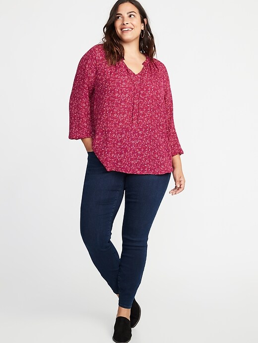 Image number 3 showing, Ruffled Tie-Neck Plus-Size Georgette Blouse