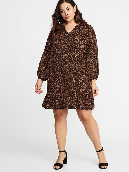 Ruffle-Trim Plus-Size Georgette Swing Dress | Old Navy