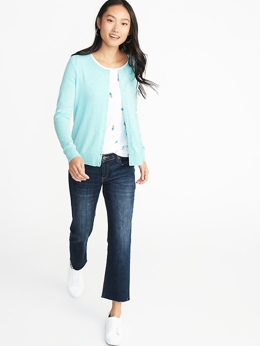 Image number 3 showing, Semi-Fitted Button-Front Cardi for Women
