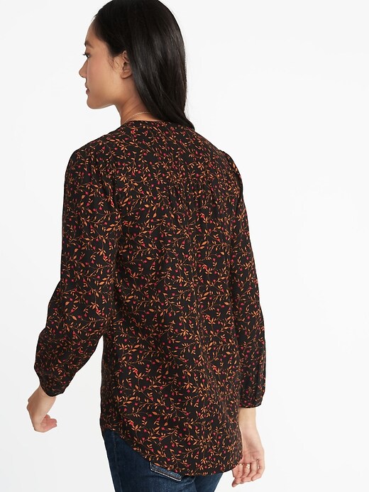 Image number 2 showing, Relaxed Button-Front Floral Tunic for Women