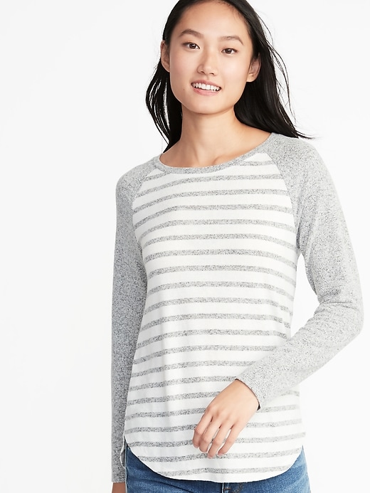Image number 1 showing, Relaxed Plush-Knit Raglan Tee for Women
